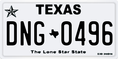 TX license plate DNG0496