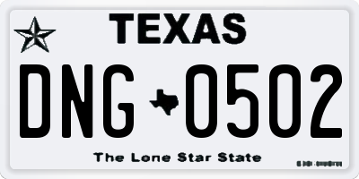TX license plate DNG0502