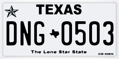 TX license plate DNG0503