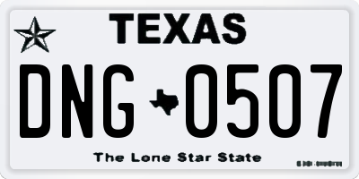 TX license plate DNG0507