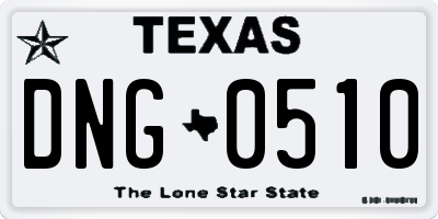 TX license plate DNG0510