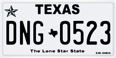 TX license plate DNG0523