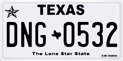 TX license plate DNG0532