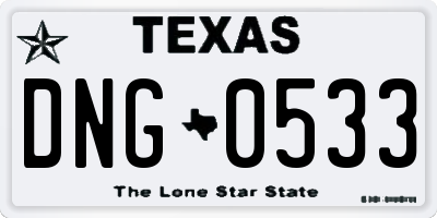 TX license plate DNG0533