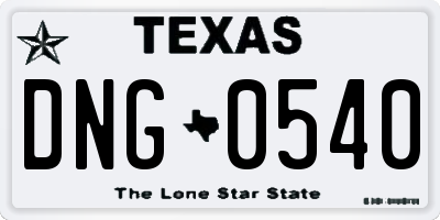 TX license plate DNG0540
