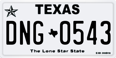 TX license plate DNG0543