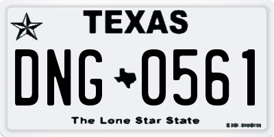 TX license plate DNG0561