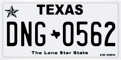 TX license plate DNG0562