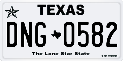 TX license plate DNG0582