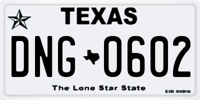 TX license plate DNG0602