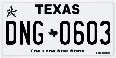 TX license plate DNG0603