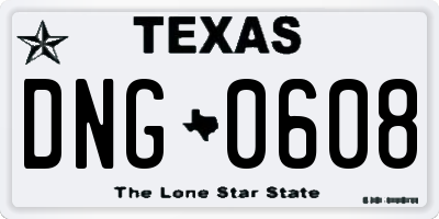 TX license plate DNG0608