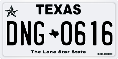TX license plate DNG0616