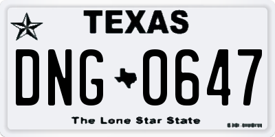 TX license plate DNG0647
