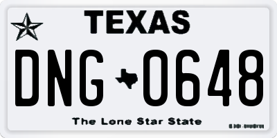 TX license plate DNG0648