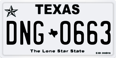 TX license plate DNG0663