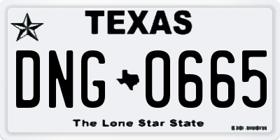 TX license plate DNG0665