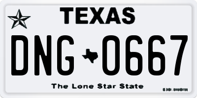 TX license plate DNG0667