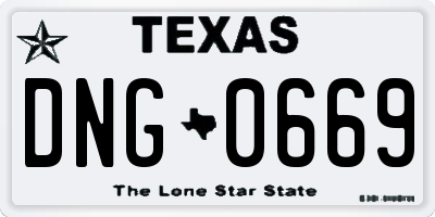 TX license plate DNG0669