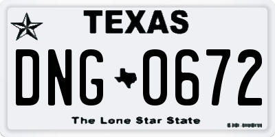 TX license plate DNG0672