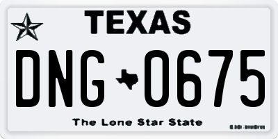 TX license plate DNG0675
