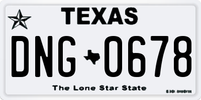 TX license plate DNG0678