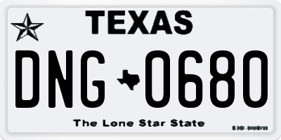 TX license plate DNG0680