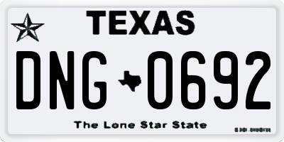 TX license plate DNG0692