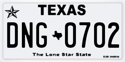 TX license plate DNG0702