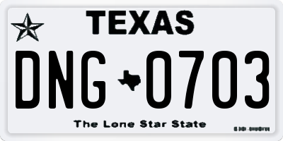 TX license plate DNG0703