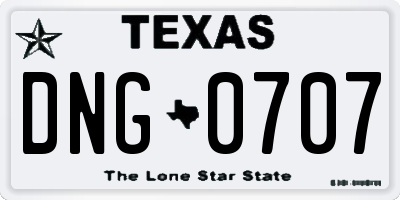 TX license plate DNG0707