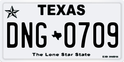 TX license plate DNG0709