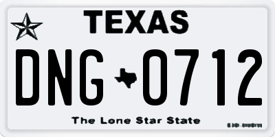 TX license plate DNG0712
