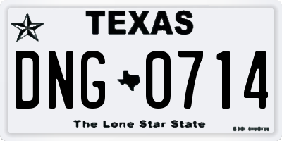 TX license plate DNG0714