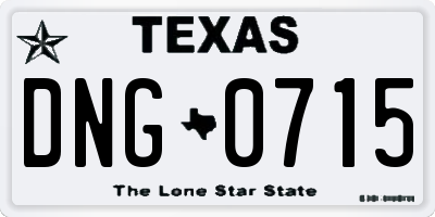 TX license plate DNG0715