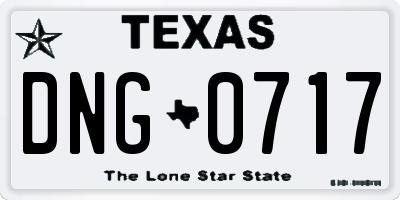 TX license plate DNG0717