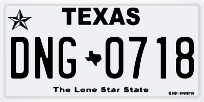 TX license plate DNG0718