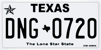 TX license plate DNG0720