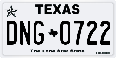 TX license plate DNG0722