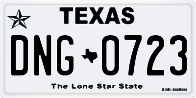 TX license plate DNG0723