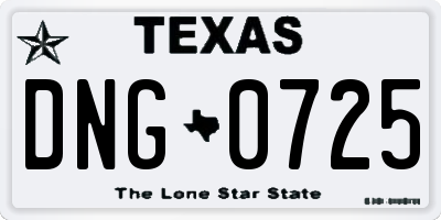 TX license plate DNG0725