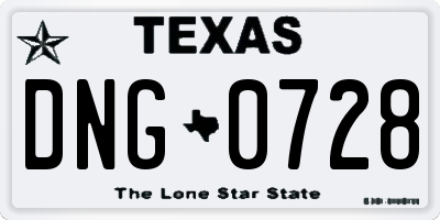 TX license plate DNG0728
