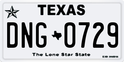 TX license plate DNG0729