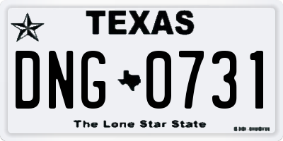 TX license plate DNG0731