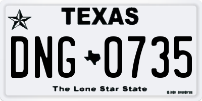TX license plate DNG0735