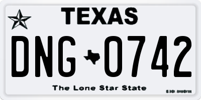 TX license plate DNG0742