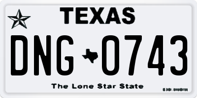 TX license plate DNG0743