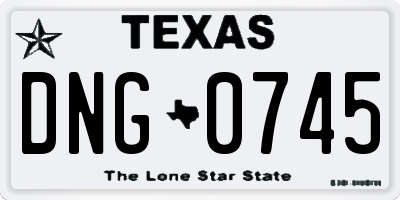 TX license plate DNG0745