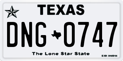 TX license plate DNG0747