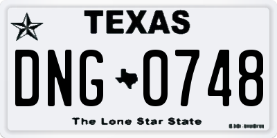 TX license plate DNG0748